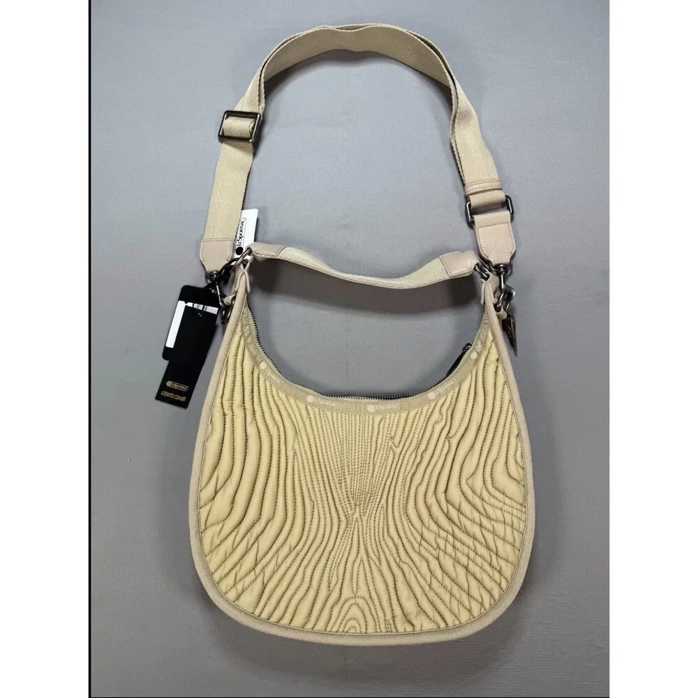 New LeSportsac x Roberto Cavalli Matelassé Bologna Hobo Bag Women's Light Brown